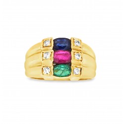 Pre Owned 18ct Multi Gem Ring ZX709